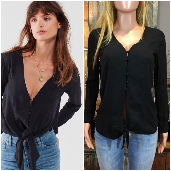 Urban Outfitters Tops - UO NWOT black tie front button top